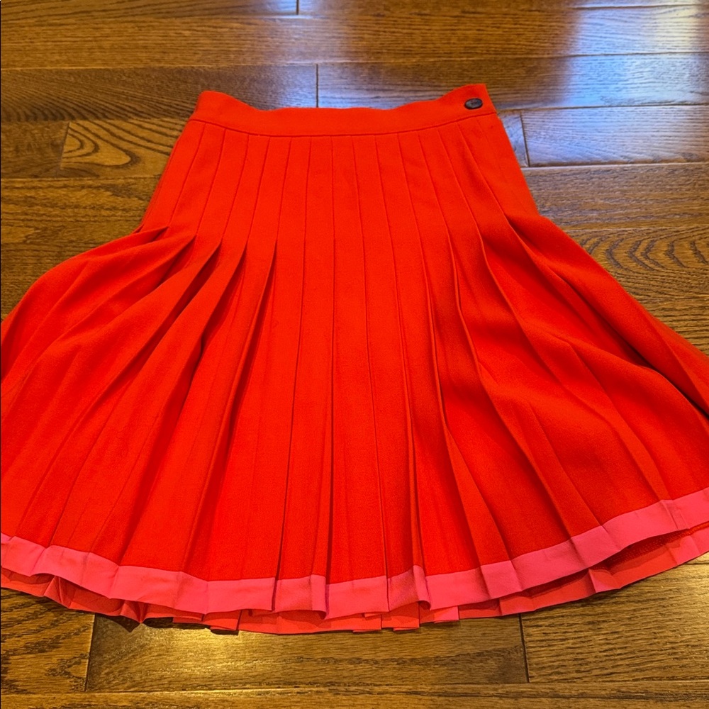 Genny Red Pleated Wool Skirt - Picture 13 of 14